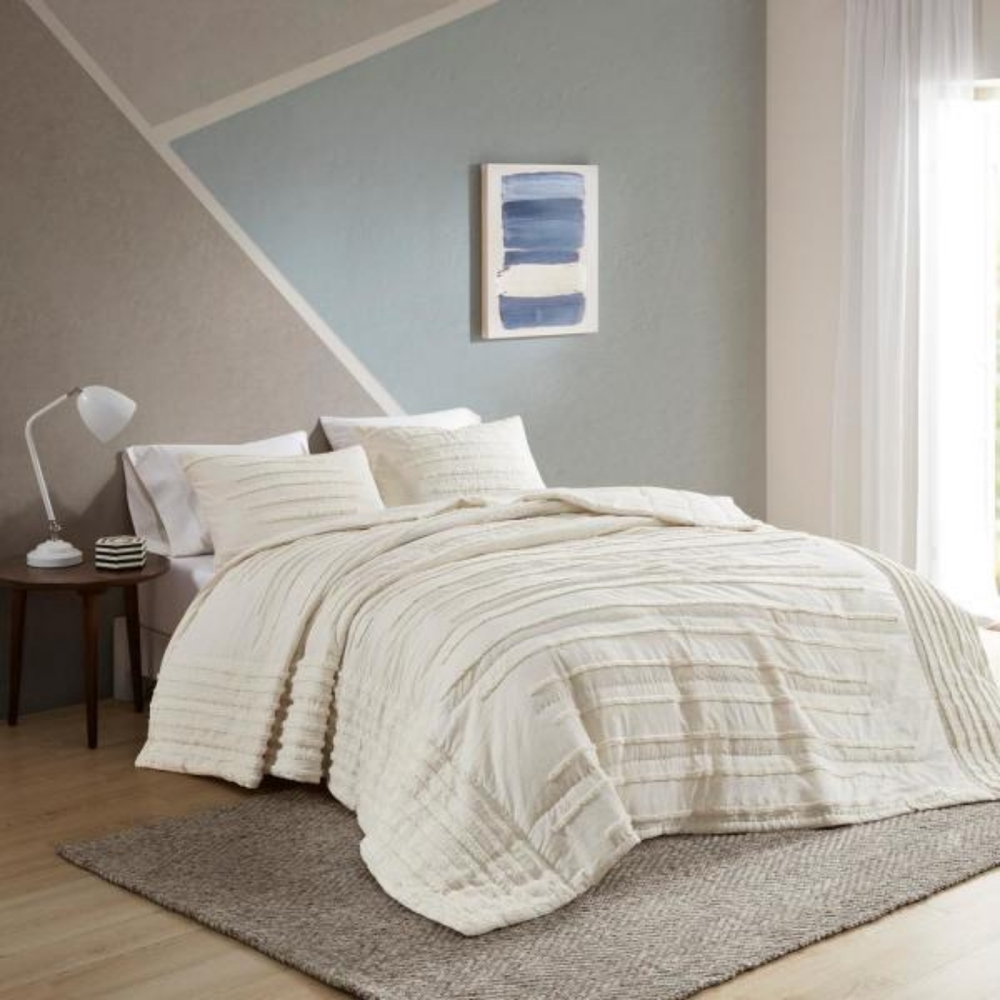 3-Piece Chenille Cotton Quilt Set with Shams